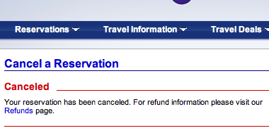 No information about the reservation you have canceled.