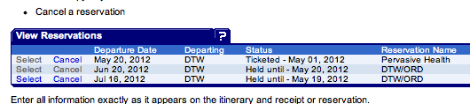 Still showing as a legitimate reservation after being canceled.