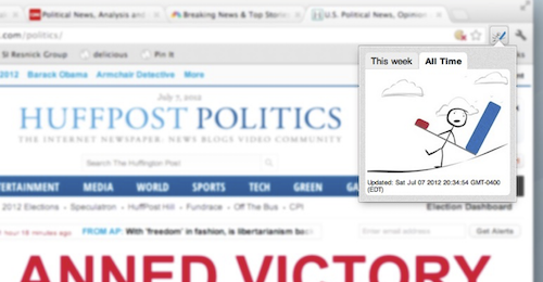 BALANCE browser extension showing feedback on political-lean exposure.